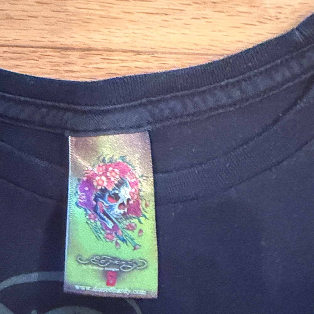 Ed Hardy by Christian Audigier Black and Gold Graphic Long Sleeve Shirt - Picture 3 of 6